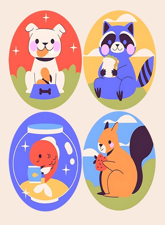 SLGIFT Vinyl Cute Animal Theme Sticker, Self-Adhesive Vinyl Stickers, 40 Pieces, 2 x 2 Inches Round Sticker, 4 Unique Designs, R174 - Image 2